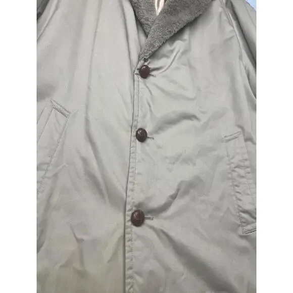 Vintage 70s Brooks Brothers Canvas Over Coat Trench Mens Size 44 Fully Lined